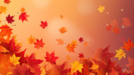 Flying fall maple leaves on defocused autumn background. Falling leaves, seasonal banner with autumn leaf fall Generative AI