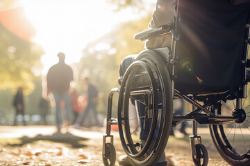 A person in a wheelchair on a path created with Generative AI technology