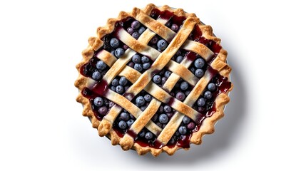summertime blueberry pie isolated on a white background with copy space
