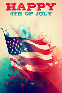 Independence Day 4th July USA celebration image of an abstract star spangled banner generative AI illustration