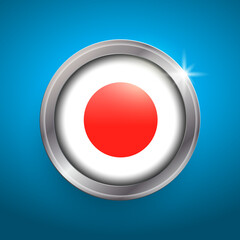 Japan flag vector button. Isolated object on blue background.
