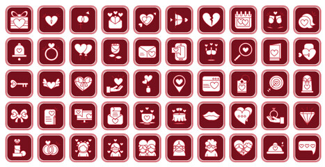 love vector icon set with red background