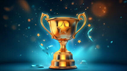 A shining golden trophy with a star on top. Generative ai