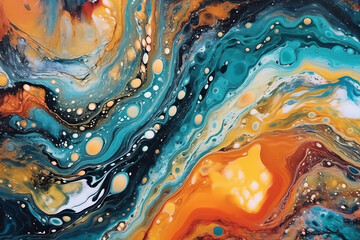 Alcohol ink. Abstract painting in style of marble swirls or agate ripples. Generative Ai