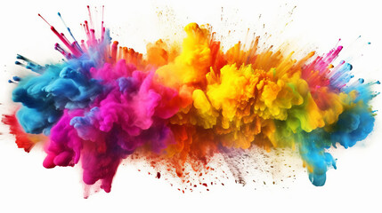 Fototapeta na wymiar A vibrant explosion of paint colors on a clean white background. Generative ai