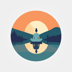 woman meditating sitting during sunset