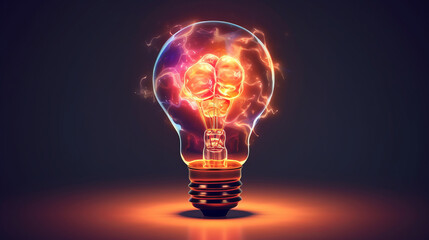 A glowing light bulb with a skull inside of it, representing creativity and mortality. Generative ai