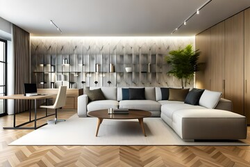 Modern living room. Modern living room interior with free space and blank wall.