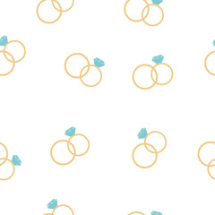 Seamless pattern with wedding rings. Just married concept.