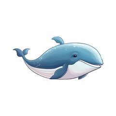 Enchanting Whale: Endearing 2D Illustration of a Charming Sea Creature