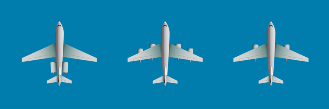 Set of airplanes in the sky