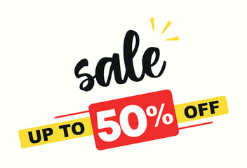 50% off. Special offer, sales, promo, shop. Campaign for retail, store. Vector illustration discount price