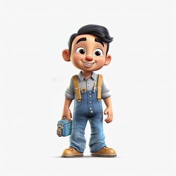 Cute boy 3D style, ready for construction - generative AI illustration
