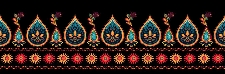 Paisley ethnic patterns design floral pattern with paisley and indian flower motifs. damask style pattern for textil and decoration