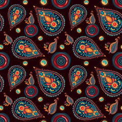 Paisley ethnic patterns design floral pattern with paisley and indian flower motifs. damask style pattern for textil and decoration