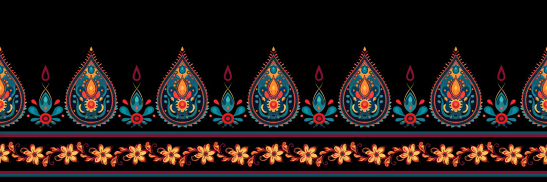 Paisley ethnic patterns design floral pattern with paisley and indian flower motifs. damask style pattern for textil and decoration