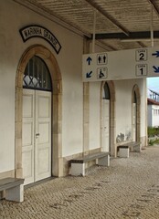 Fototapeta premium Old almost abandoned train station in Obidos, Centro - Portugal