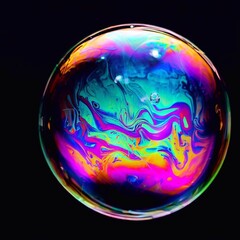 close-up of a vibrant, iridescent bubble in mid-air