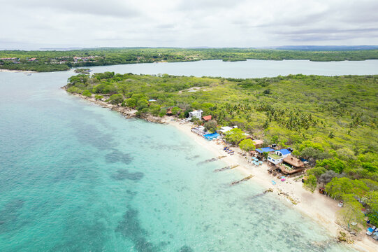 View on paradies beach of Playa Blanca on Island Baru by Cartagena in Colombia