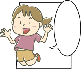 マンガの吹き出しフレーム付きの子ども