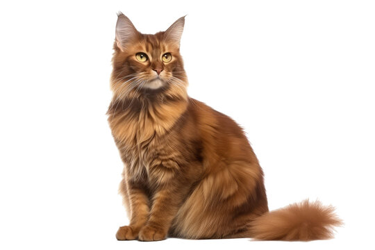 Somali cat isolated on transparent background. Generative AI