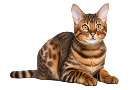 Toyger cat isolated on transparent background. Generative AI