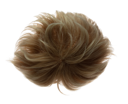 Short straight Wig hair style fly fall explosion. Dark Brown man woman wig hair float in mid air. Straight brown blonde wig hair wind blow cloud throw. White background isolated