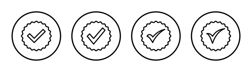 Approved icon set illustration. Certified Medal Icon. check mark