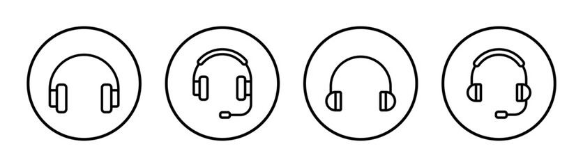 Headphone icon set illustration. Headphone sign and symbol