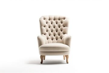 Fototapeta premium On a white background, a vintage tufted armchair is isolated. digital representation Generative AI