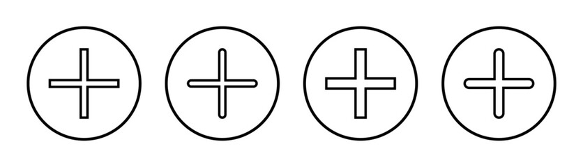 Plus Icon set illustration. Add plus sign and symbol