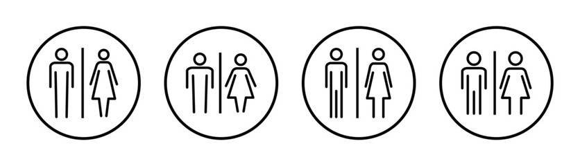 Toilet icon set illustration. Girls and boys restrooms sign and symbol. bathroom sign. wc, lavatory