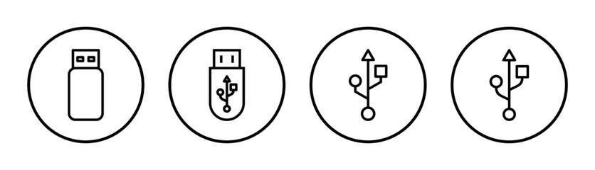 Usb icon set illustration. Flash disk sign and symbol. flash drive sign.