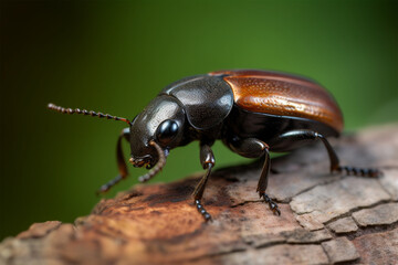 a beetle on a tree trunk