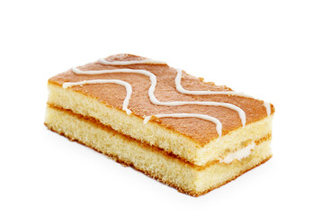 Delicious homemade sponge cake isolated on white