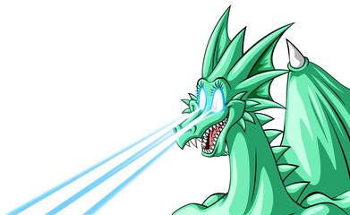 Cartoon Dragon Shooting Lasers from Eyes.