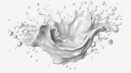 A splash of milk on a clean white surface. Generative ai