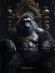 Dark Fantasy Ornate Art of a Gorilla King. Generative AI