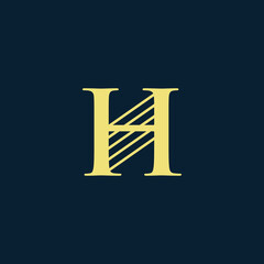 alphabet initial h combined with strings as instrument tone for stringed musical instrument used for logo, design, vector, business, branding, company, and art