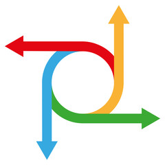 colorful rounded-off arrows. Arrows movement circle. Vector illustration. Stock picture.