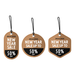 Vector sets of design tag labels for the new year sale