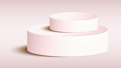 3D Pedestal of Platform display with modern pink stand podium on pink room background. 