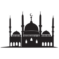 This is a beautiful Mosque Flat vector Silhouette Illustration