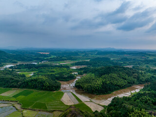 Aerial photography of pastoral scenery in Jiangxi, China