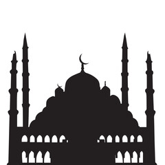 This is a beautiful Mosque Flat vector Silhouette Illustration