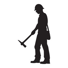 A Worker Vector Silhouette Illustration Flat Vector, Worker Flat Vector Illustration.