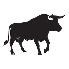 A Bull Vector Silhouette Illustration Black color.