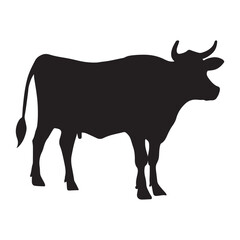 A Cow Black Color Vector Silhouette Illustration.