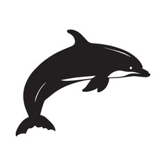 Dolphin Vector Silhouette Illustration Black Color, Dolphin Fish Vector Clipart.