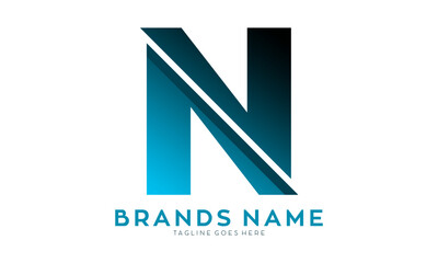 Letter N alphabet with fracture effect vector logo
